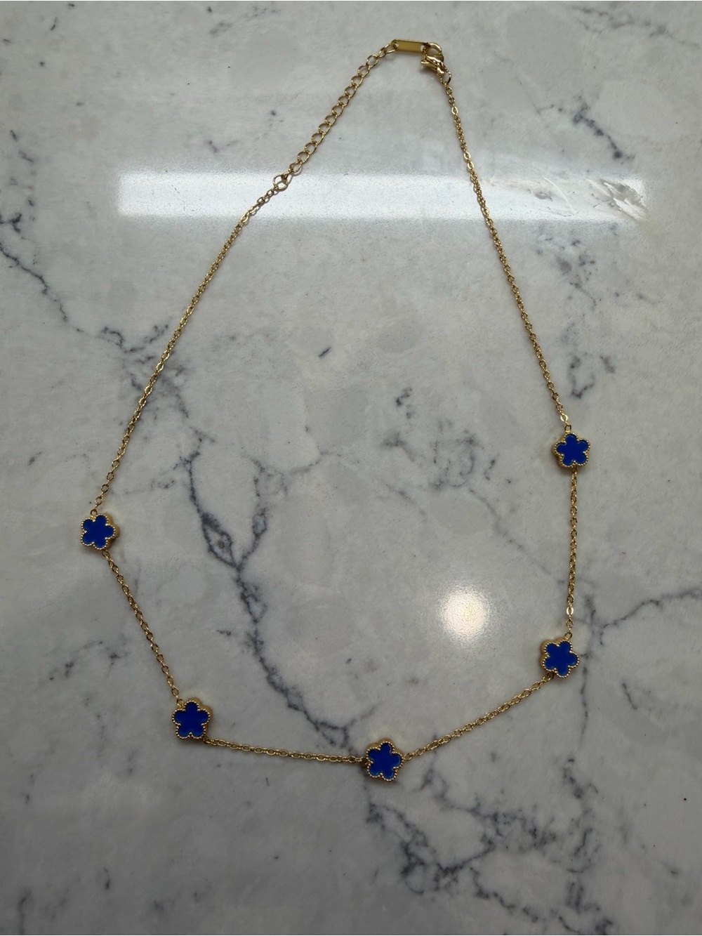 Macy's Gold-Tone Necklace with Blue Clover Charms